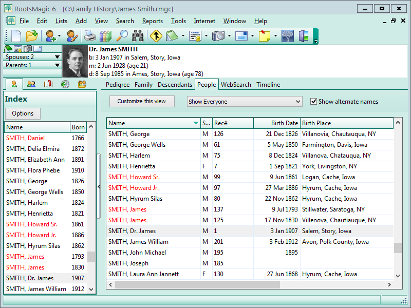 Datei:RootsMagic MainScreen PeopleView.png