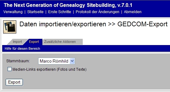 TNG GEDCOM Export