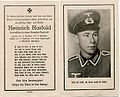 Totenzettel Heinrich Harfold (*14.12.1907 Augsburg †19.11.1944 Winnweiler), Unteroffizier in einem Grenadier-Regiment