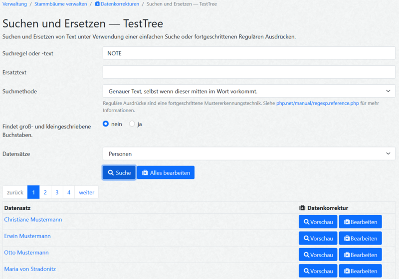 Datei:WT 2.1 Verwaltung-Stammbaeume Datenkorrekturen Suchen und Ersetzen.png